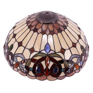 Imagem de Tiffany Lâmpada de substituição W16H7 polegadas vitral serenidade abajur vitoriano para candeeiros de mesa, luminária de chão de teto (3 ganchos) luminária suspensa S021 WERFACTORY decoração de escritório doméstico
