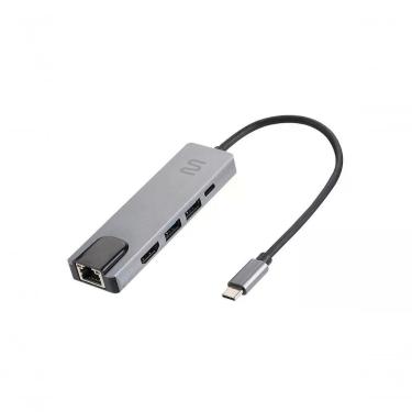 Imagem de Hub Usb Tipo C 5 em 1 Ac447 com Usb 3.0 Rj45 Ethernet 4K e Power Delivery Multi