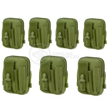 Imagem de Kit 7 Bolsas Verde Militar Conjunto Acessórios De Camping Kit Sobrevivência preto