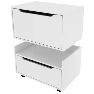 Imagem de Kit Balcão E Gabinete De Banheiro 1 Porta 1 Gaveta E Rodízio Branco