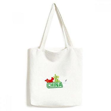 Imagem de China Mapa de bambu verde China Town sacola sacola sacola de compras bolsa casual bolsa de mão
