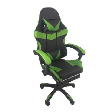 Imagem de Oficial Webshop - Cadeira Gamer Stillus Ergonômica Com Apoio Para Os Pés Preto Verde