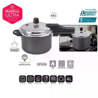 Imagem de Panela De Pressão Fechamento Externo Revestida Grafite 4.5L - Multiflo