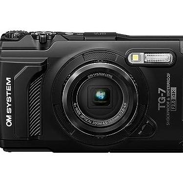 Imagem de OM SYSTEM Câmera subaquática preta Tough TG-7, impermeável, à prova de congelamento, brilhante de alta resolução, vídeo 4K 44x Macro Shooting (Sucessor Olympus TG-6)