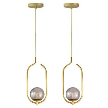 Imagem de Kit 2 Pendentes Lustres On Clip Dourado Globo De Vidro Fume
