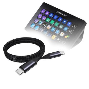 Imagem de BoxWave Cabo compatível com Elgato Stream Deck XL - Cabo DirectSync PD (3 pés) - USB-C para USB-C (100W), carregamento trançado tipo C e sincronização rápida - Preto
