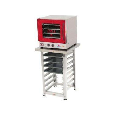 Imagem de Kit - Forno Turbo Elétrico Fast Oven Prp-004 127v Vermelho + Bancada M