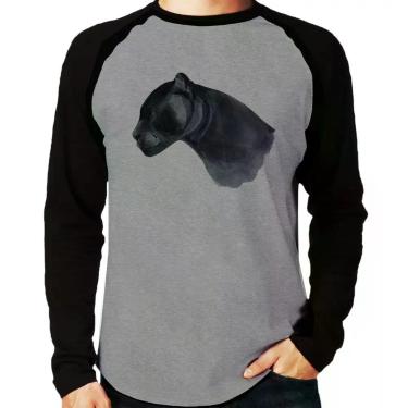 Imagem de Camiseta Raglan Jaguar Manga Longa - Foca na Moda, Cinza, Preto, M