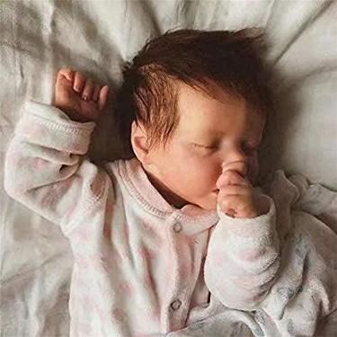 Imagem de Boneca reborn,Bonecas RecéM-Nascidas De 46cm,Boneca Bebe Reborn Menina Silicone realista Corpo Inteiro Vinil Macio De AparêNcia Real Feito à MãO Realista Reborn De Silicone boneca,Menino
