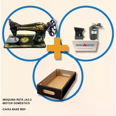 Imagem de Máquina de costura reta Doméstica Pretinha+base+Motor 220v - Comace, 2