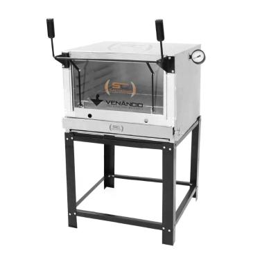 Imagem de Forno de Pizza Metalúrgica Venâncio Gás GLP Roma Inox FIRI80 com Pedra Refratária Inox