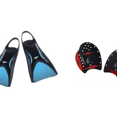 Imagem de Kit Natação Speedo Nadadeira Power Fin + Palmar Power Paddle (Nadadeira G (40/42) / Palmar G (alta intensidade))