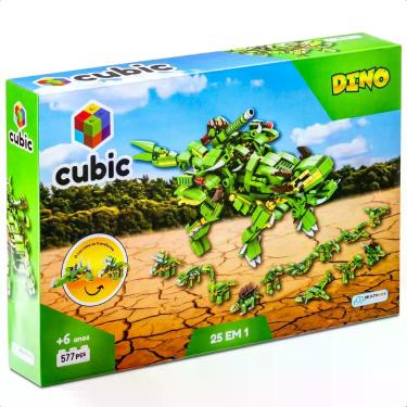 Imagem de Brinquedo De Montar Cubic 25 Em 1 Dino 577 Peças Mega Dinossauro Acima