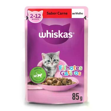 Imagem de Ração Úmida para Gato Filhote Whiskas Sabor Carne 85g
