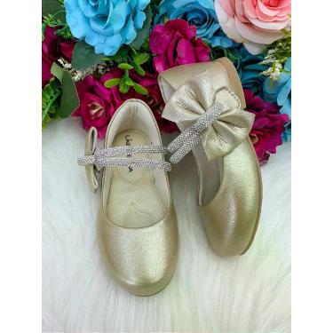 Imagem de Sapatilha Dourada Flor Di Mila Maya para Meninas, Old gold, 27