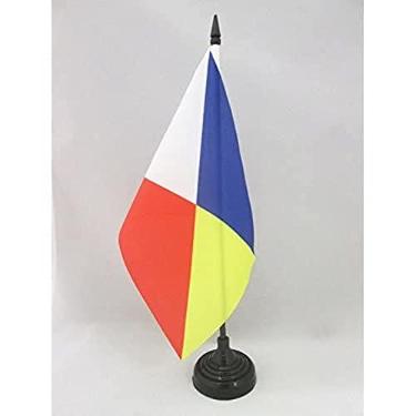 Imagem de Bandeira de mesa de civilização Maya da AZ Flag de 12,7 x 20,3 cm - Bandeira de mesa Mayas 21 x 14 cm - Bastão de plástico preto e base
