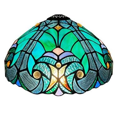 Imagem de Cotoss Tiffany Abajur de substituição de vitral estilo vitoriano de 30,5 cm para luminária de mesa e ventilador de teto