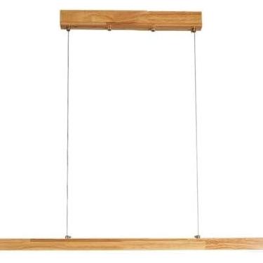 Imagem de Lustre de madeira Luz pendente linear de madeira Luminária LED Suspensão de teto para sala de jantar Luz suspensa Luzes de ilha ajustáveis ​​para sala de jantar Ilha de cozinha Mesa de bilha