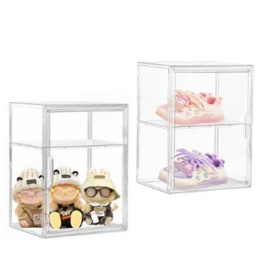Imagem de Attelite Caixa grande de acrílico transparente para armazenamento de sapatos com uma divisória ajustável, 2 caixas de armazenamento empilháveis de plástico transparente com tampas caixa de acrílico
