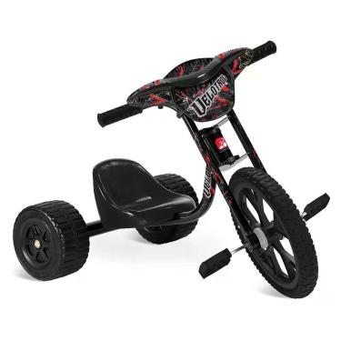 Imagem de Triciclo Infantil Velotrol Speed Aro 14 com Guidão Limitador de Giro Preto Brinquedos Bandeirante