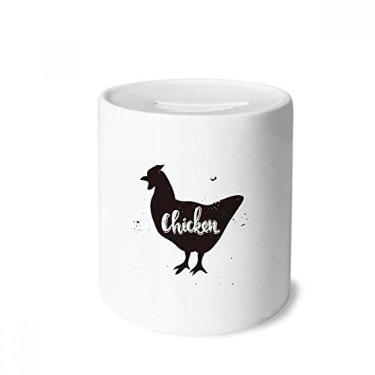 Imagem de DIYthinker Caixa para dinheiro de animal preta e branca de galinha caixa de cerâmica porta-moedas presente de cofrinho