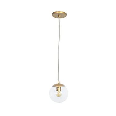 Imagem de FG ILUMINAÇÃO, Pendente Jabuticaba Dourado 1 Bola/globo Vidro Transparente.