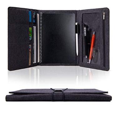 Imagem de Capa fólio compatível com Rocketbook Everlast Fusion, tecido de pano, pasta multiorganizadora, masculina e feminina, com alça para caneta/bolso para celular/porta-cartão de visita, serve para notebook