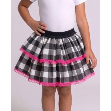 Imagem de Saia Xadrez Junina Infantil Rodada - 2104 - LEGSS, Preto, GG