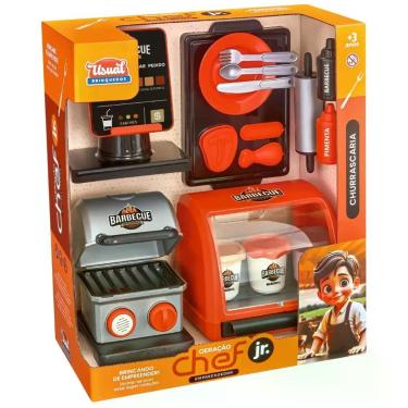 Imagem de Kit Massinha Infantil Churrascaria Master Geração Chef Jr Empreendedor com Churrasqueira Acessórios e Luzes Usual