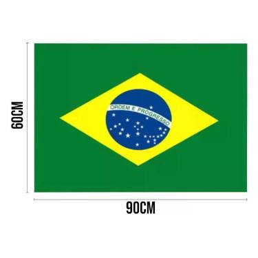 Imagem de Bandeira do Brasil 60cm X 90cm Tecido 100% Poliéster com Espaço para Haste Verde Extra Festas