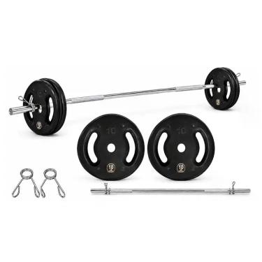 Imagem de Kit de Barra com Anilhas Fitness Musculação Academia 20Kg - Panela de 