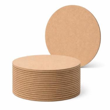 Imagem de Kit 50 Unidades Sousplat Bolacha Mdf Cru 35cm Base Madeira - Moveis C.