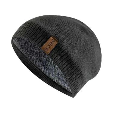 Imagem de Gorro De Inverno Unissex Em Tricô, Cor Sólida, Forrado Com Pelo Quente