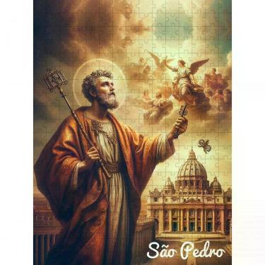 Imagem de Quebra-cabeça Religiosos de Deus São Pedro 300 Peças para Idosos Que Estimula Memória e Concentração Coleção Tea e Amor