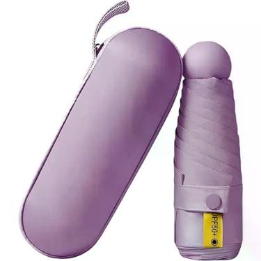 Imagem de Guarda Chuva Automático OEM Proteção Solar Blackout Poliéster 100cm Lilás com Capinha Adulto