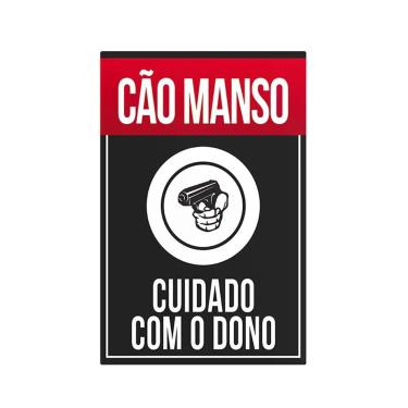 Imagem de Adesivo Cão Manso Sem Resina Placa (30x20 Cm) Preto Vermelho
