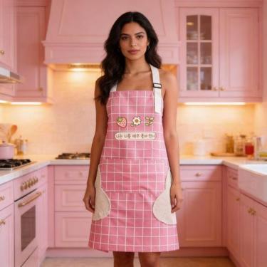 Imagem de Avental Cozinha Feminino Com Bolso Ajuste Alça Impermeável - - Losan, 