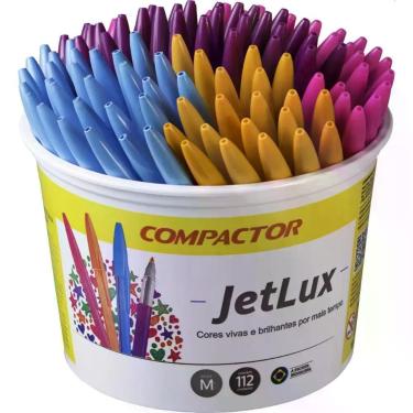 Imagem de Caneta Esferográfica JET LUX Sortida (LARANJA/ROXA/AZUL/ROSA) Pote com
