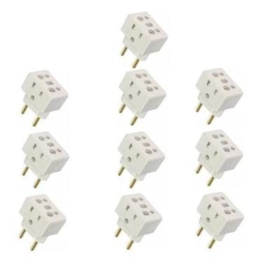 Imagem de Kit 10 Adaptadores de Tomada 10A/20A 250V – Padrão Novo e Antigo – Universal 2P e 2P+T – Modelo Bob Benjamin