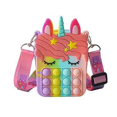 Imagem de Bolsa Pop Push It para presente de Páscoa, bolsa transversal de silicone para mulheres, mochila de material escolar (unicórnio multicolor)