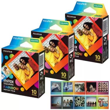 Imagem de Kit 30 Filmes Fujifilm Instax Square Rainbow Para Sq1 Sq20 Sq10 Sq6