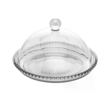 Imagem de Queijeira de Cristal de Chumbo Pearl 20x12cm Design Elegante para Mesa Transparente Wolff