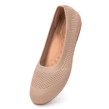 Imagem de Frank Mully Sapatilhas de balé femininas de largura larga e bico redondo de malha com suporte de arco bico largo, Malha cru, 9.5 Wide