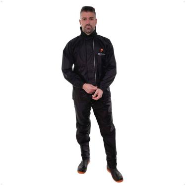 Imagem de Conjunto Capa de Chuva Masculino Tamanho GG Capuz Preto Impermeável Mo
