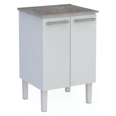 Imagem de Gabinete Para Lavanderia Em Aço Com Tanque Surubim Branco