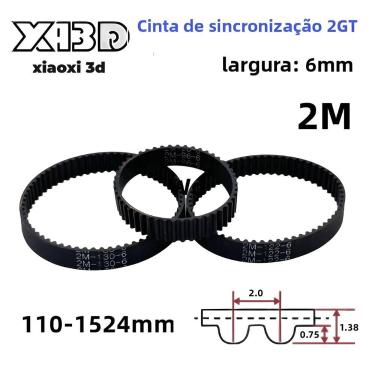 Imagem de Correia Sincronizadora De Laço Fechado GT2 De 6mm Para Impressoras 3D 