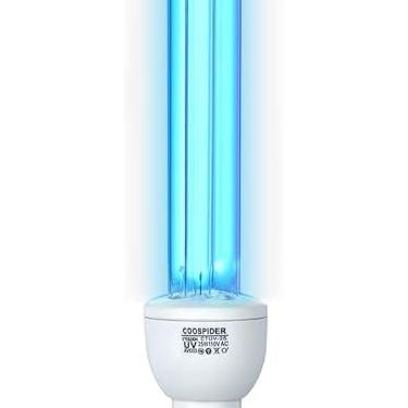Imagem de Lâmpada UVC sem ozônio, lâmpada germicida UV, desinfetante de luz UV para quarto/banheiro/armário/cozinha, desinfetante de comprimento de onda de 253,7 nm, cobre até 400 m², E26 25W 110V