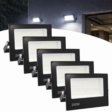 Imagem de Kit 5 Refletor Led 200w Holofote Bivolt Prova Dágua Luz Frio