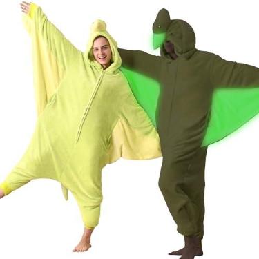 Imagem de Tailwaggz Pijama unissex adulto que brilha no escuro, fantasias de cosplay de Halloween, urso de pelúcia de uma peça, traje de dormir para mulheres e homens