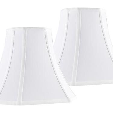 Imagem de JERHOUS Branco - Conjunto de 2 Abajur de sino de canto quadrado marfim com 2 abajures médios 16,5 pol. Parte superior × 33 pol. Inferior × 26 cm Altura (Aranha) Abajur moderno para luminária de mesa e